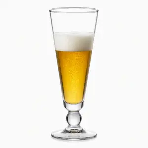 355ml footed pilsner beer glass with decorative ball stem