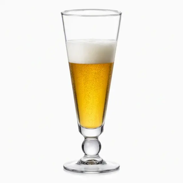 355ml footed pilsner beer glass with decorative ball stem
