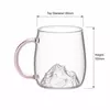 Jiateng creative mountain glass cup with decorative mountain base for modern drinkware