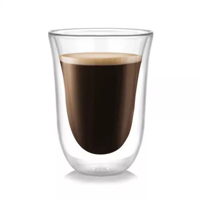 Double wall coffee glass with clear handleless design for espresso