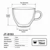 Small borosilicate glass espresso cup featuring double wall construction and a rounded transparent handle