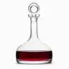 275mm round base red wine decanter with long narrow neck and decorative glass stopper