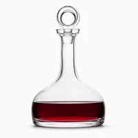 275mm round base red wine decanter with long narrow neck and decorative glass stopper