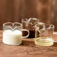 Clear borosilicate heart rim glass mug with handle for coffee, tea, and milk