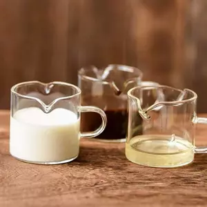 Clear borosilicate heart rim glass mug with handle for coffee, tea, and milk