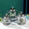 Premium embossed glass beverage pitcher designed for water, juice, lemonade, and iced tea
