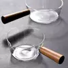 Heat Resistant Glass Cooking Pan with Wooden Handle for Kitchen Cooking