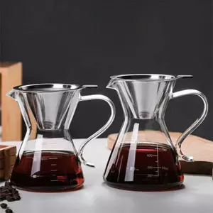 Jiateng borosilicate glass pour over coffee maker with stainless steel filter