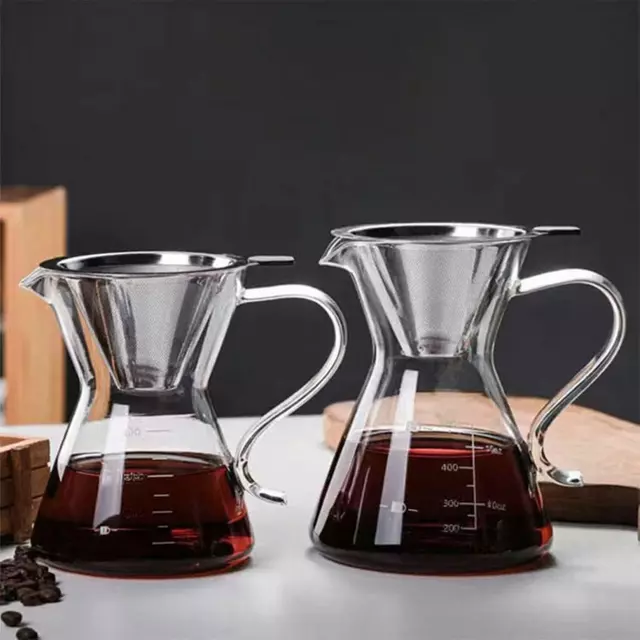 Jiateng borosilicate glass pour over coffee maker with stainless steel filter