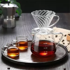 Borosilicate Glass Pour Over Coffee Carafe with Spiral Glass Dripper