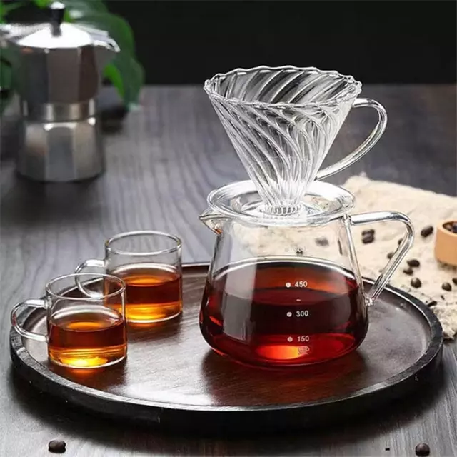 Borosilicate Glass Pour Over Coffee Carafe with Spiral Glass Dripper