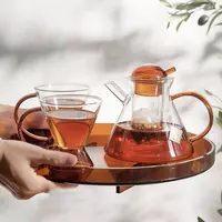 Glass Teapot Set with Infuser and Tea Cups for Loose Leaf Tea Brewing