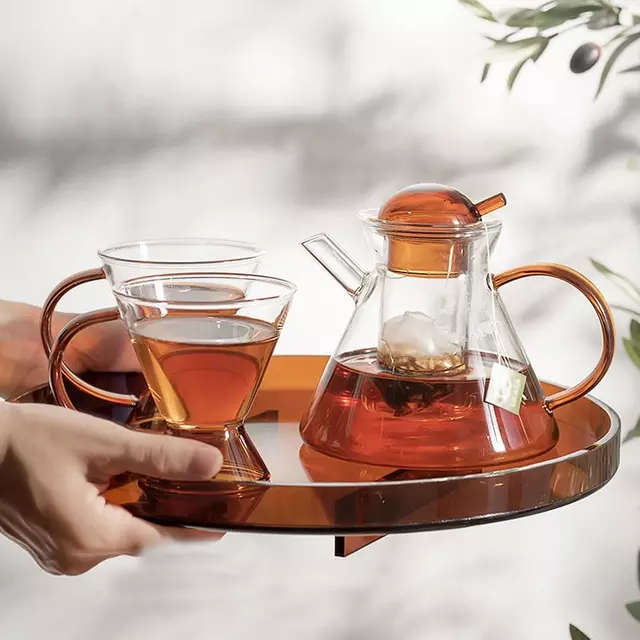 Glass Teapot Set with Infuser and Tea Cups for Loose Leaf Tea Brewing
