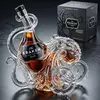 Unique Jiateng octopus-shaped bourbon bottle with a wooden stopper, perfect for nautical-themed bars.