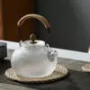 Elegant clear glass tea kettle for loose leaf tea brewing
