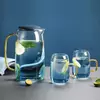 Jiateng borosilicate glass water pitcher set with matching drinking cups