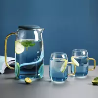 Jiateng borosilicate glass water pitcher set with matching drinking cups