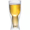 jiateng funny upside down beer bottle glass set, double wall insulated beer mug, unique craft beer glass for party and home bar