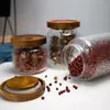 Premium Jiateng textured glass canisters with wooden lids for elegant pantry and kitchen storage