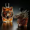 Luxury wolf head glass decanter designed for whiskey bourbon and premium spirits