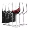 Set of 6 crystal red wine glasses with long stems and large bowls designed for Burgundy, Cabernet Sauvignon, and Merlot wines.