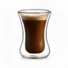 90ml transparent double wall espresso glass featuring an hourglass silhouette, curved waist and flared circular rim