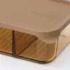 1750ml rectangular food storage container measuring 22.4 by 16.1 by 7.6cm with a fixed center divider and beige lid