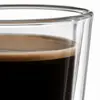 Clear 300ml double wall coffee cup with smooth outer walls and modern handleless design