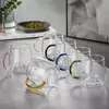 Jiateng mountain glass cup with 3D mountain design and colorful handle
