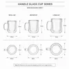 Small double wall glass coffee mug with handle measuring 90mm in height
