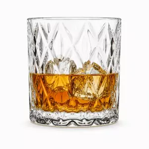 310ml mountain whiskey glass with geometric textured design for spirits serving