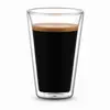 400ml clear double wall glass coffee cup with wide rim and tapered transparent body