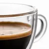 Clear double wall espresso coffee cup with rounded bowl design and compact flat base