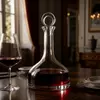 decorative red wine glass decanter with broad lower body for tabletop wine presentation