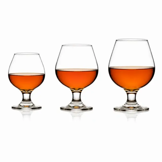 Short stemmed brandy snifter glasses in 175ml 270ml and 350ml capacities
