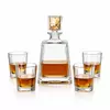 Square whiskey decanter set with four old fashioned whiskey glasses