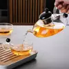 Lead-free borosilicate glass teapot with minimalist design for cafés, hotels, restaurants, and tea lovers