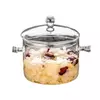 Transparent heat-resistant glass cooking pot with glass lid for porridge and stews