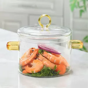 Heat Resistant Glass Cooking Pot with Transparent Lid for Kitchen Cooking