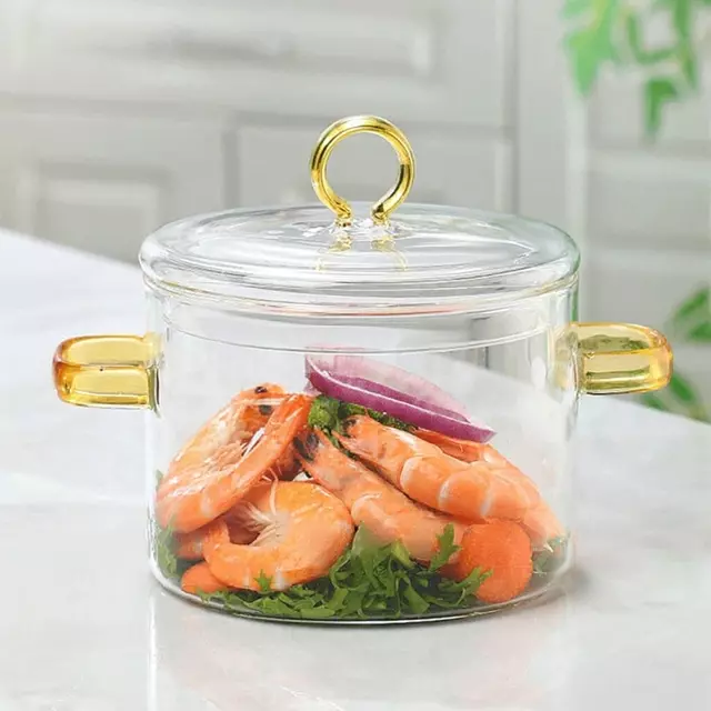 Heat Resistant Glass Cooking Pot with Transparent Lid for Kitchen Cooking