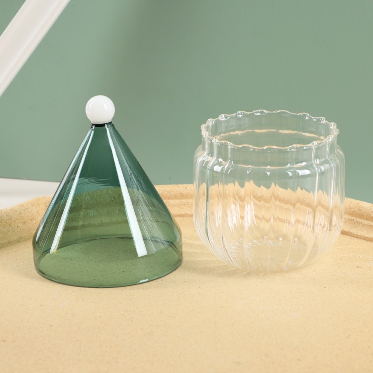 Handcrafted gnome glass cup with pointed lid by Jiateng, ideal for children and adults, decorative and practical for everyday use