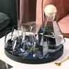 Elegant geometric glass carafe with rainbow finish for water and juice