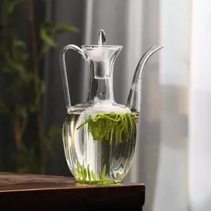 Jiateng transparent glass teapot with long spout for loose leaf tea brewing