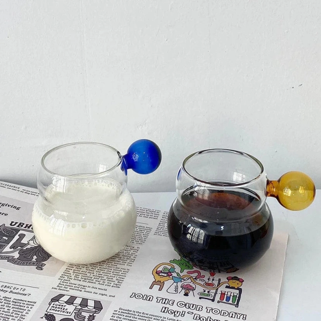Colorful Ball Handle Glass Cup