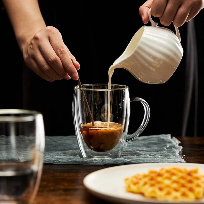 Jiateng double-wall glass cup, elegant and functional, great gift for birthdays, holidays, housewarming, or coffee lovers