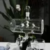 Elegant glass beverage dispenser with faucet stand for whiskey wine and cocktails