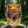 Crystal wolf shaped whiskey decanter featuring detailed artistic craftsmanship