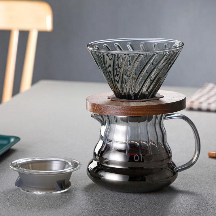 Jiateng glass pour-over coffee maker with filter and carafe, perfect for making coffee, modern design for home or office