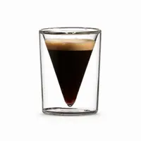 65ml transparent double wall espresso glass with inverted conical inner chamber and cylindrical outer body