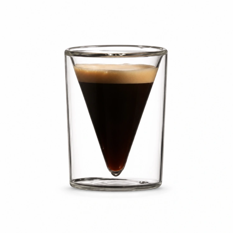 65ml Inverted Cone Double Wall Espresso Glass with Transparent Cylindrical Body